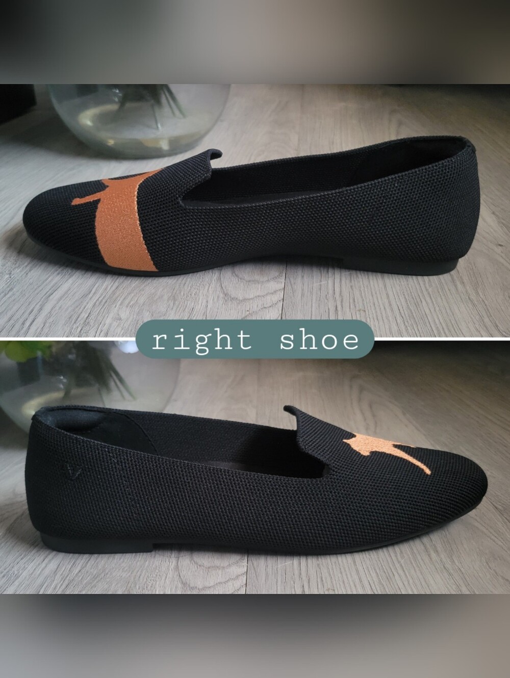 Vivaia Audrey Black-Cat Round Toe Black & Copper Embroidered Loafers, US 9 EU 40 - Picture 8 of 16